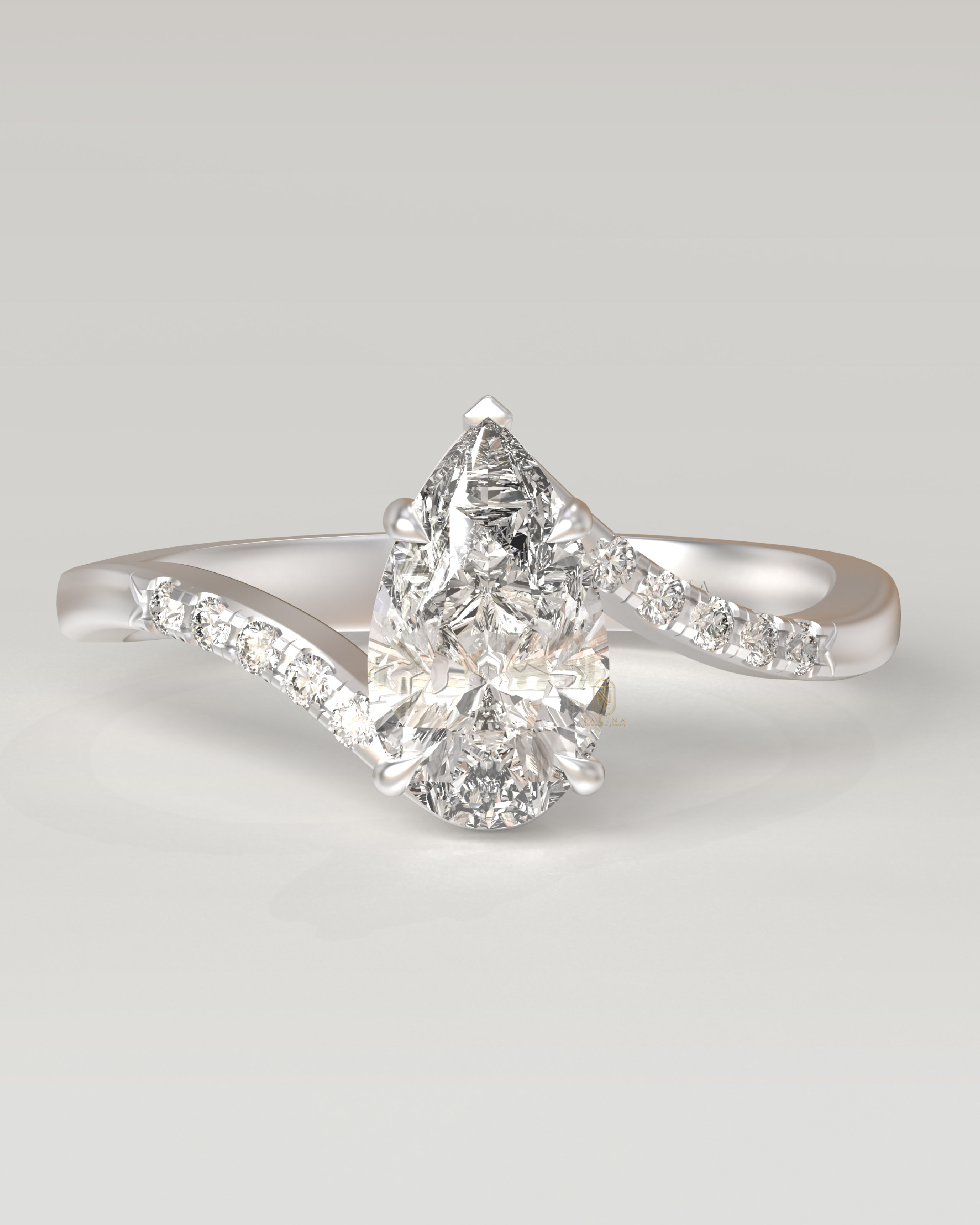 1ct Pear Lab-Grown Diamond Twist Band Ring